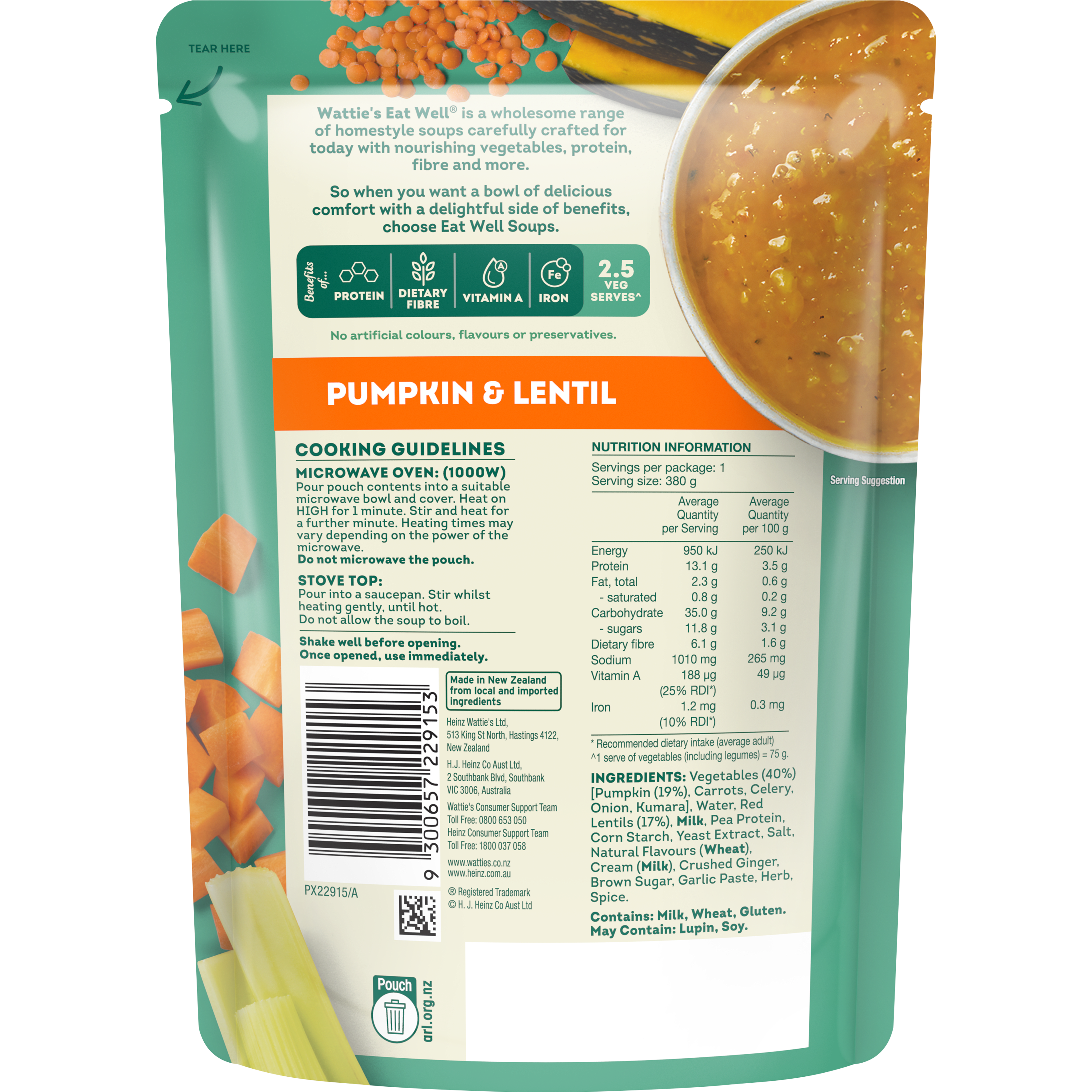 Wattie's Eat Well ® Pumpkin & Lentil Soup 380g