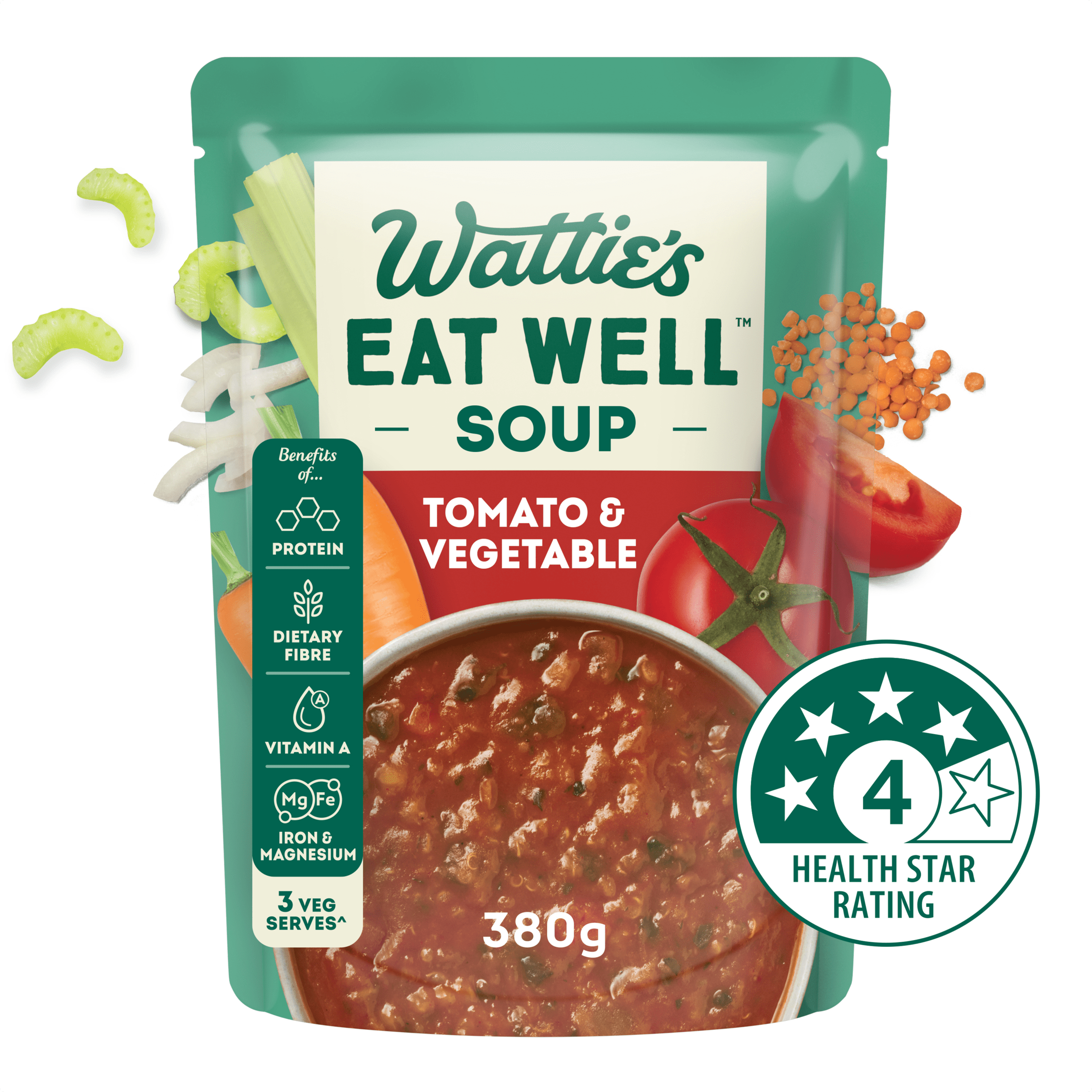 Wattie's Eat Well® Tomato & Vegetable Soup 380g