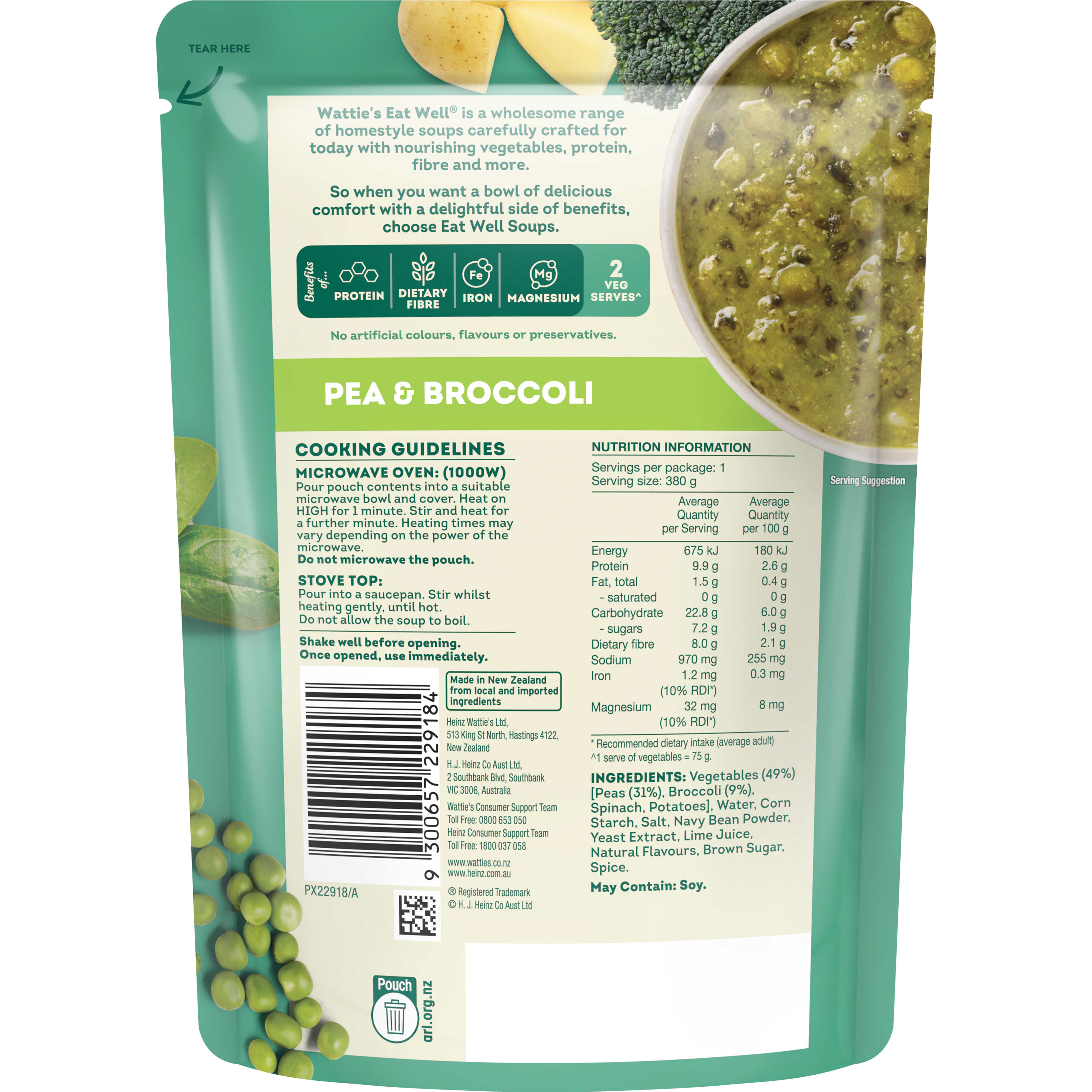 Wattie's Eat Well® Pea & Broccoli Soup 380g