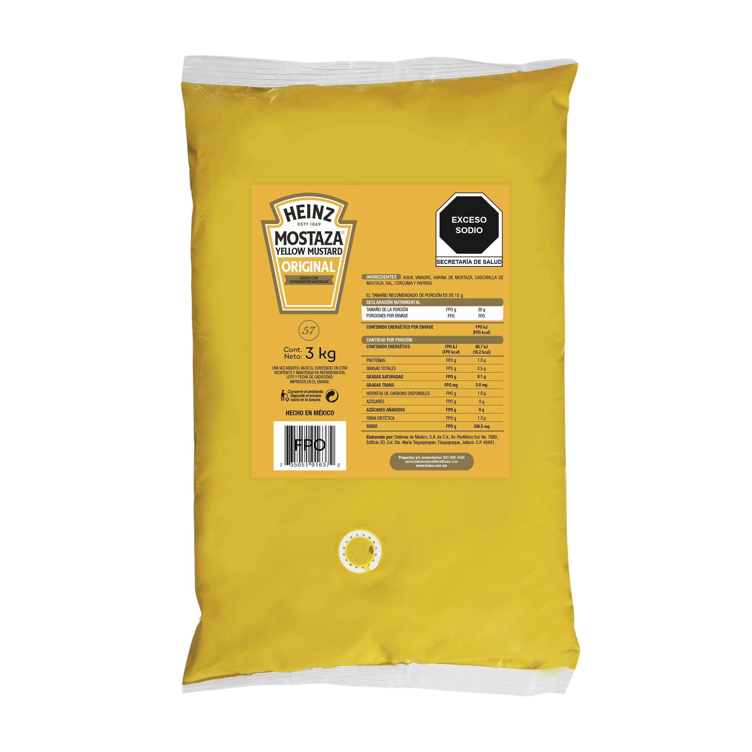 Mostaza Heinz Bolsa 3KG