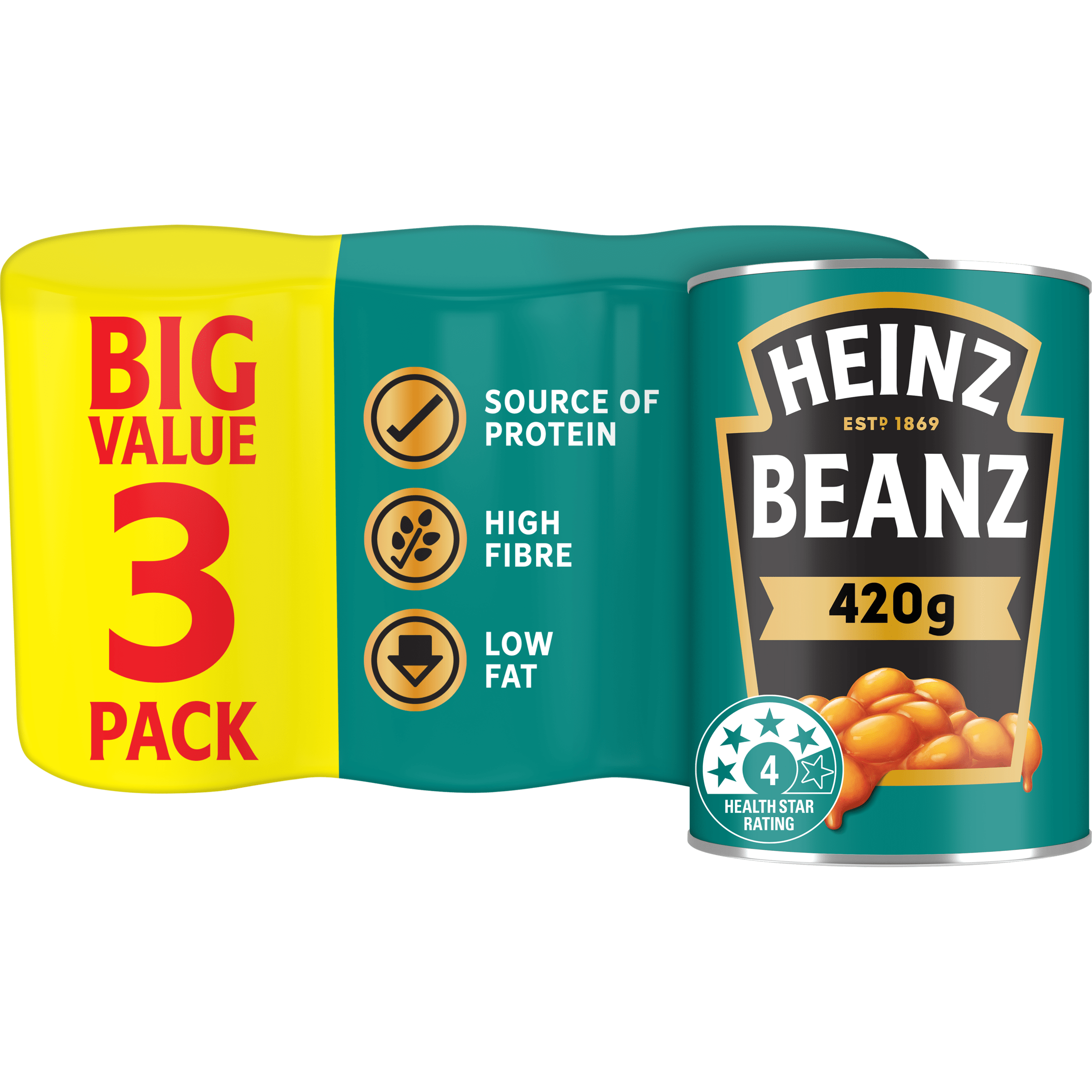 Heinz® Beanz in a Rich Tomato Sauce Big Value pack 3 x 420g