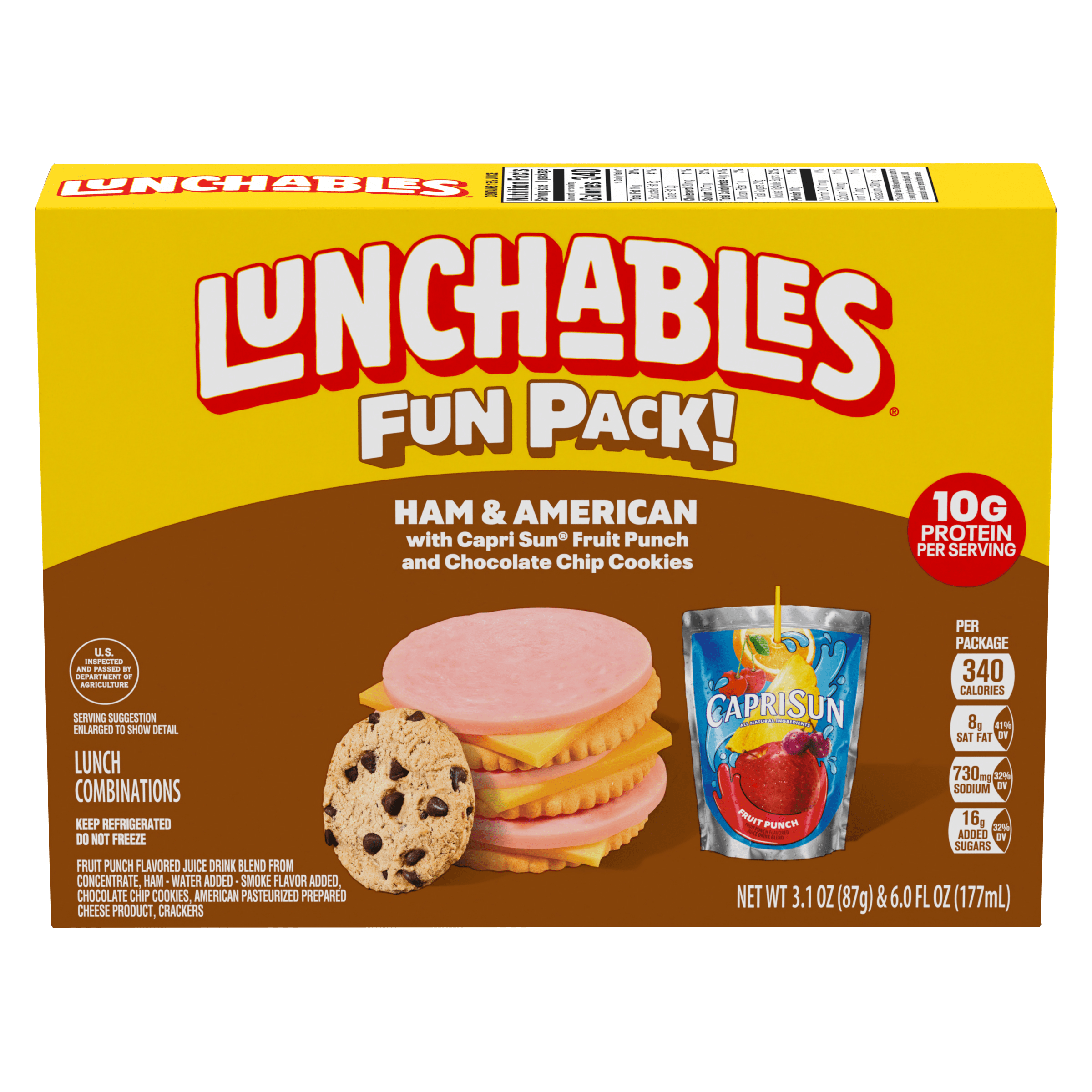 Ham & American with Capri Sun Fruit Punch and Chocolate Chip Cookies Fun Pack