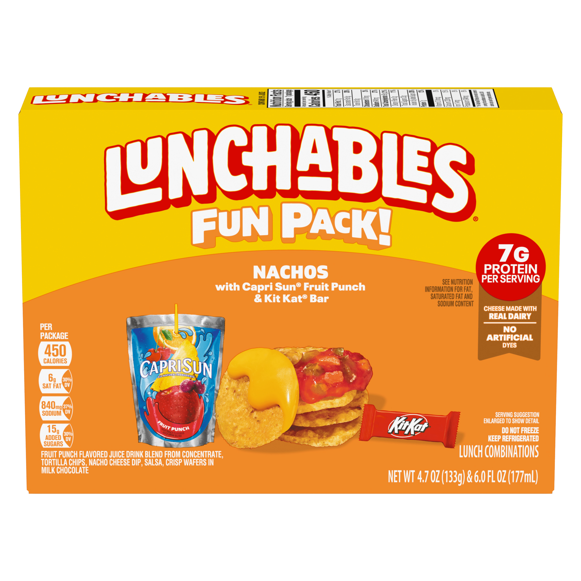 Nachos with Capri Sun Fruit Punch & Kit Kat Fun Pack