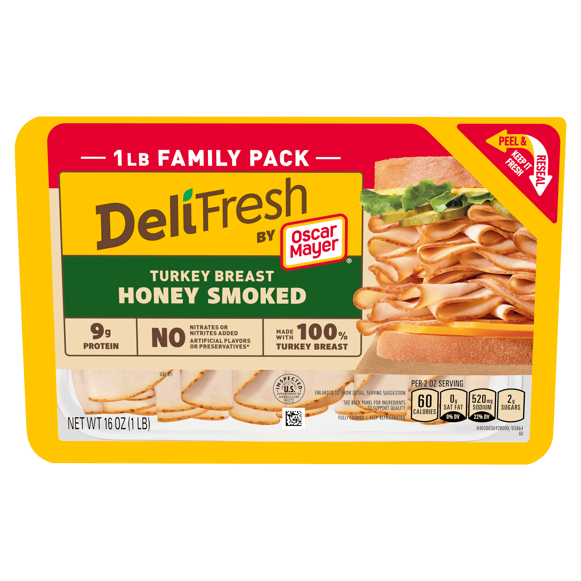 Honey Smoked Turkey Breast Sliced Deli Meat Family Size