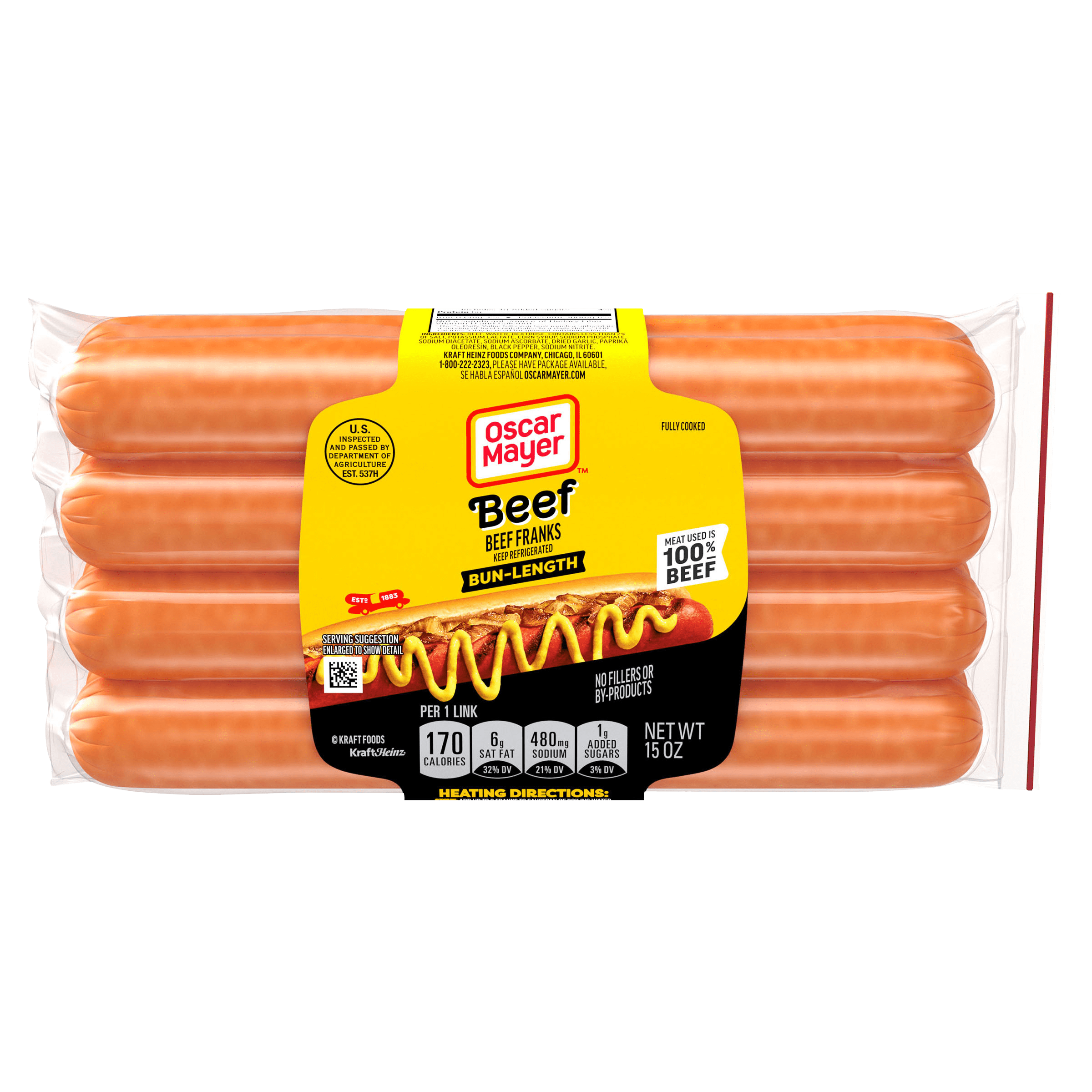 Bun-Length Beef Franks Hot Dogs
