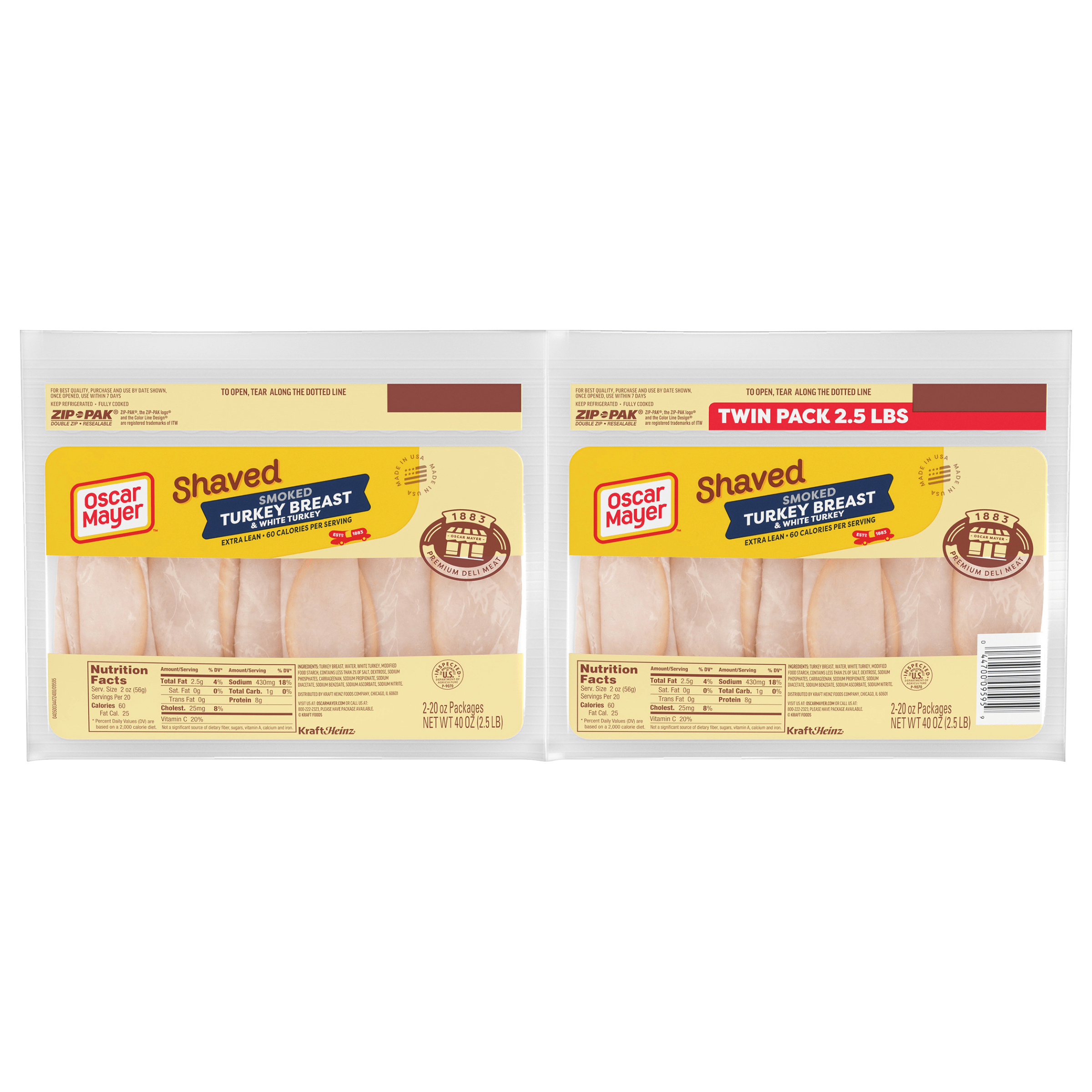 Shaved Extra Lean Smoked Turkey Breast Lunch Meat Twin Pack