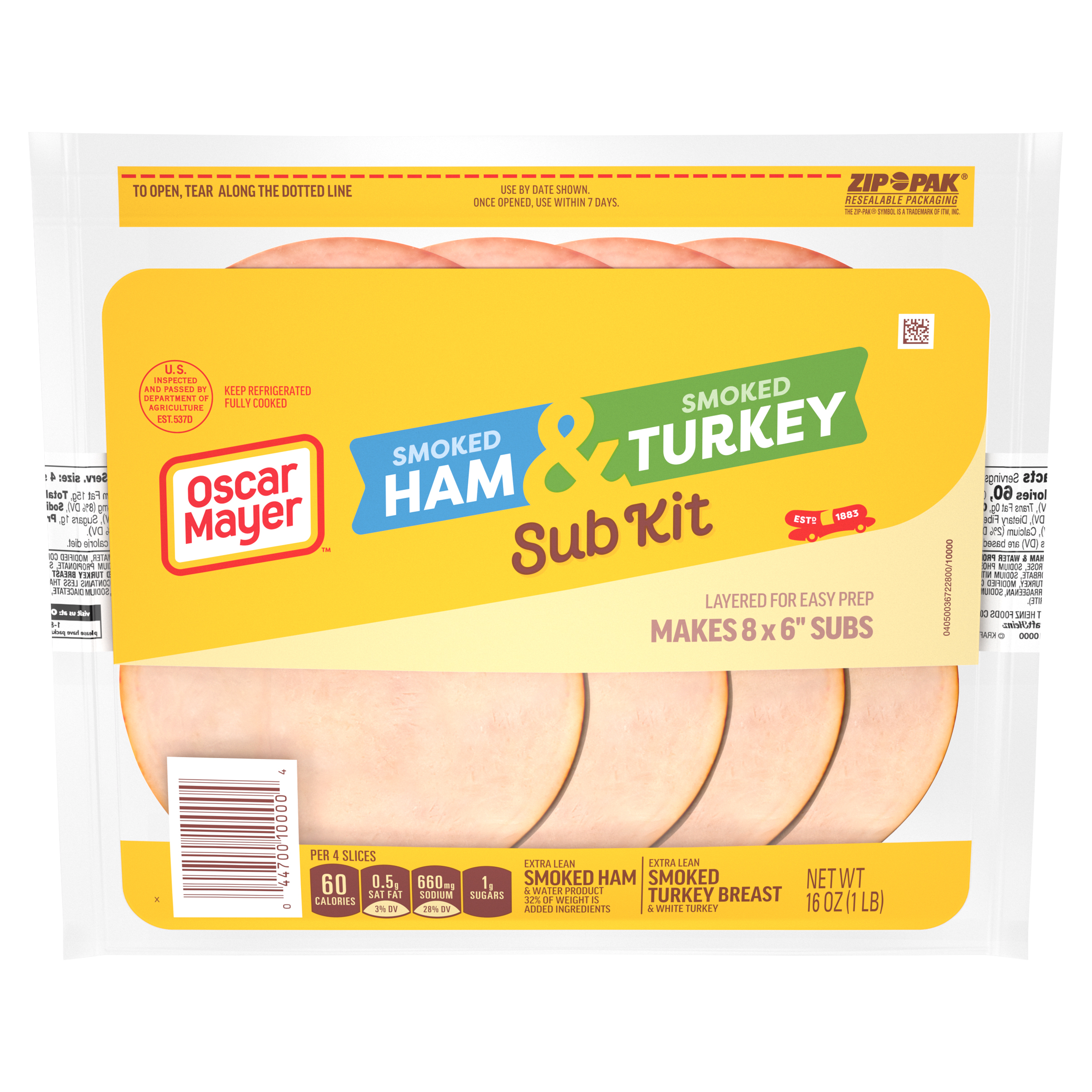 Sub Kit with Smoked Ham & Smoked Turkey Breast Sliced Lunch Meat