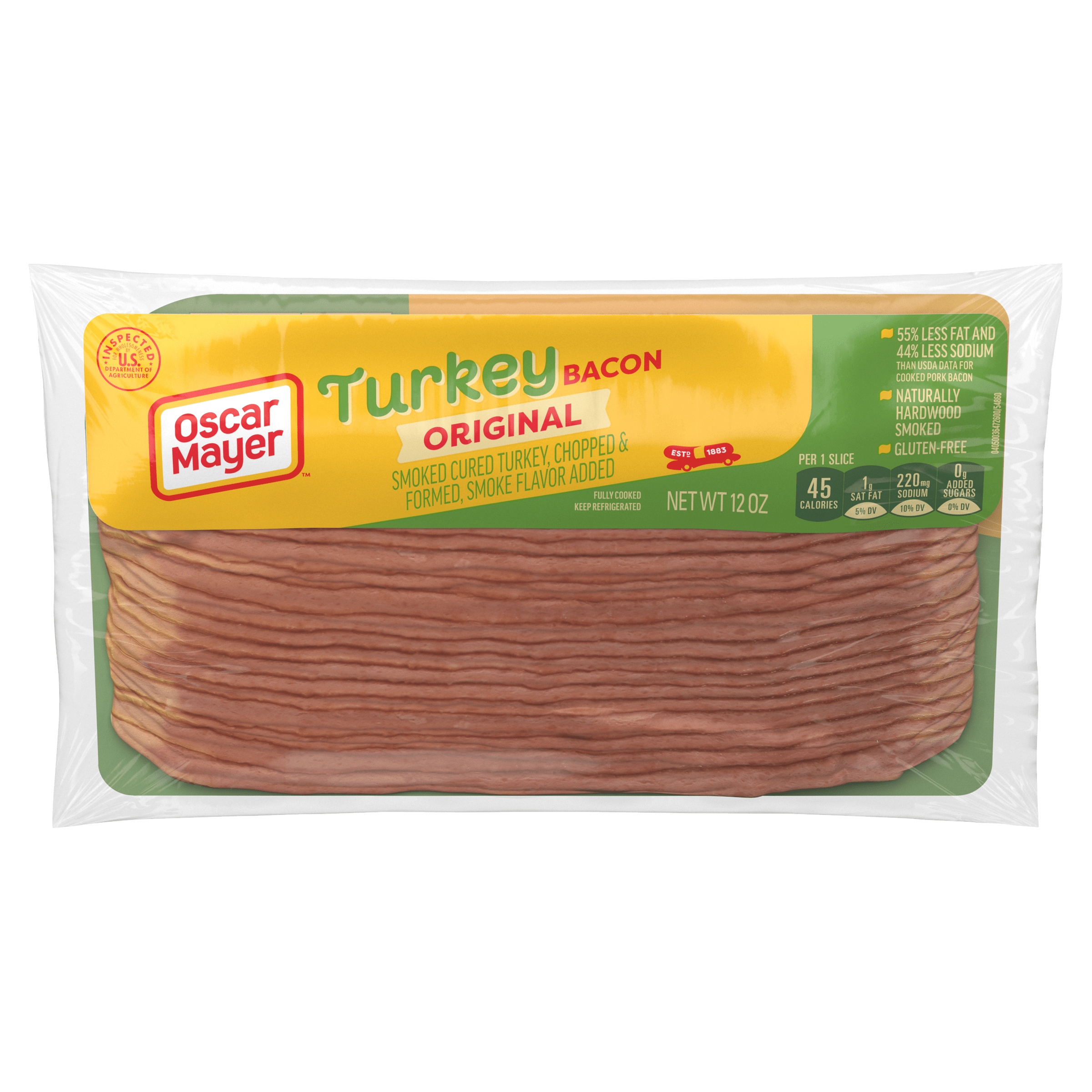 Gluten Free Fully Cooked Turkey Bacon with 55% Less Fat & 44% Less Sodium