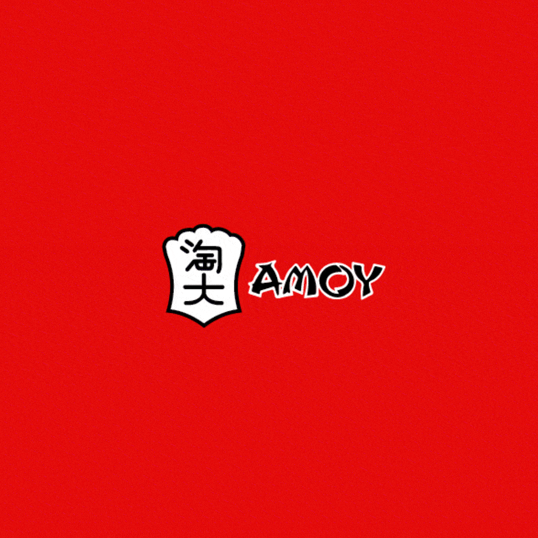 AMOY logo on a red background.