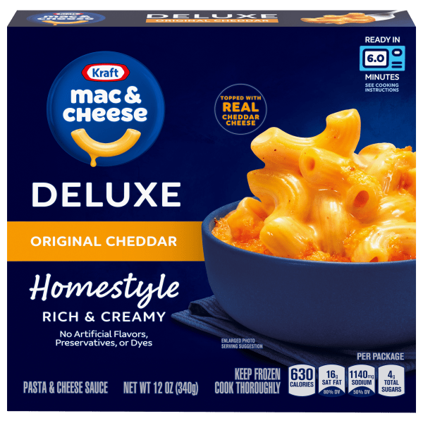 Deluxe Original Cheddar Mac & Cheese Frozen Meal Products Kraft Mac