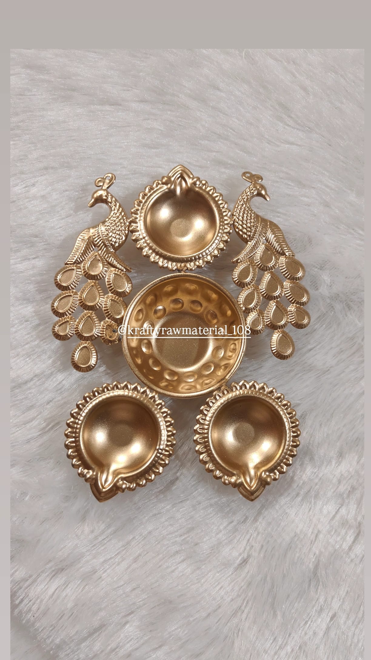7 inch metal peacock Urli 