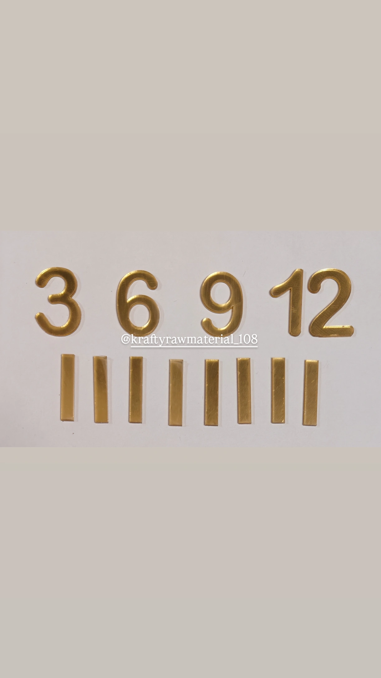 Clock Acrylic English Numbers & Sticks (Golden)