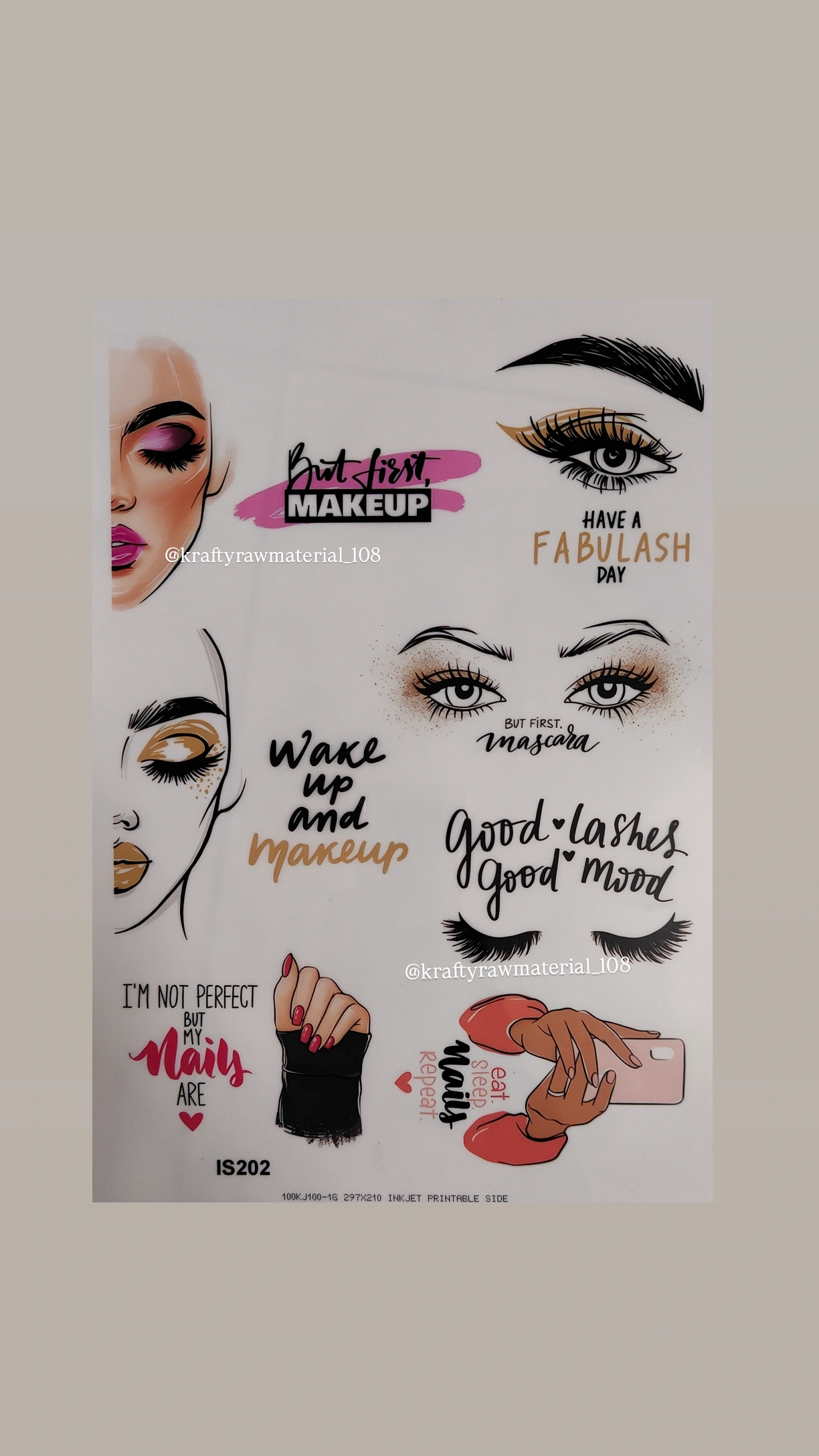 Makeup Insert Sheet A4