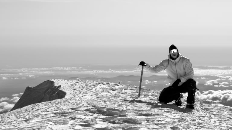 Self-portrait at summit, Mount Hood, Oregon