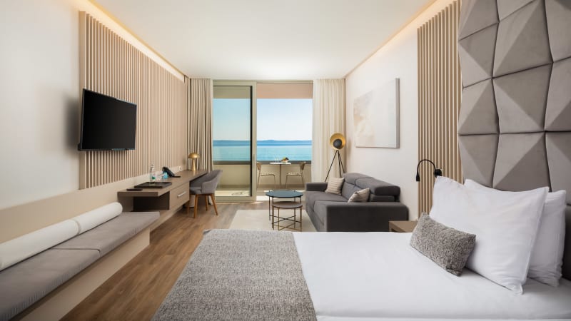 Dubbelrum med havsutsikt p hotell Aminess