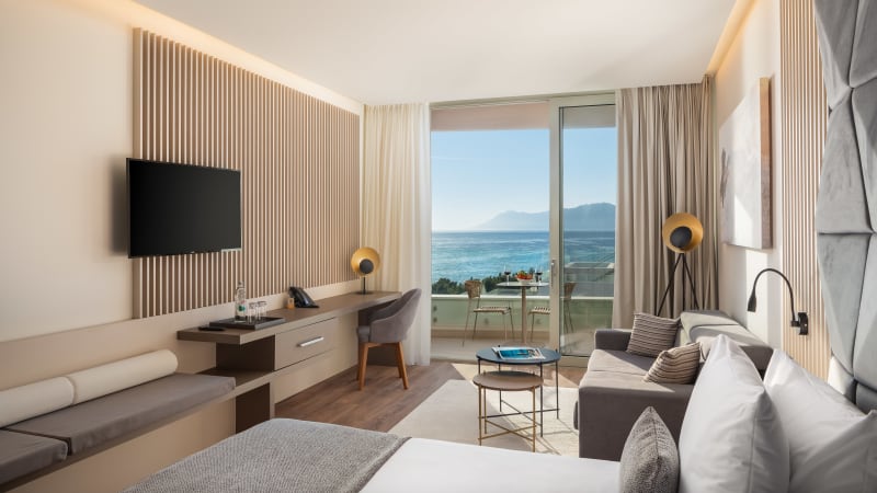 Dubbelrum med delvis havsutsikt p hotell Aminess