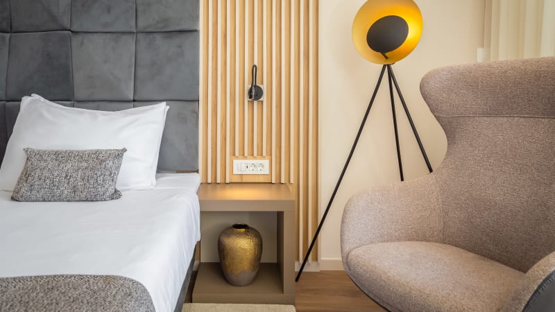 Dubbelrum med delvis havsutsikt p hotell Aminess