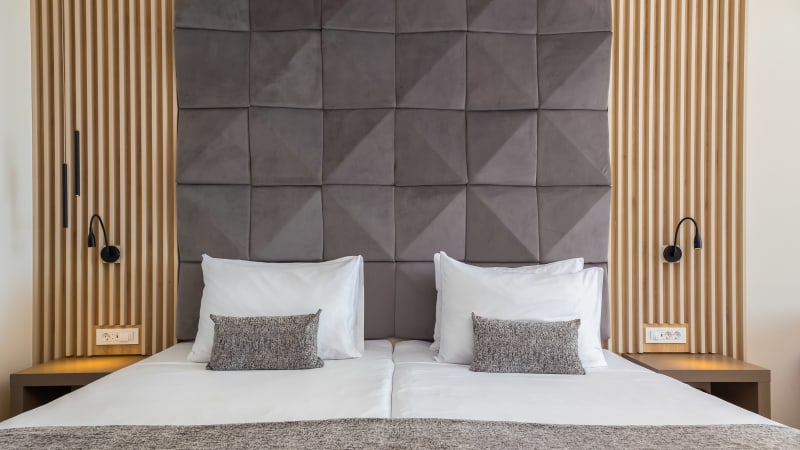 Dubbelrum med havsutsikt p hotell Aminess