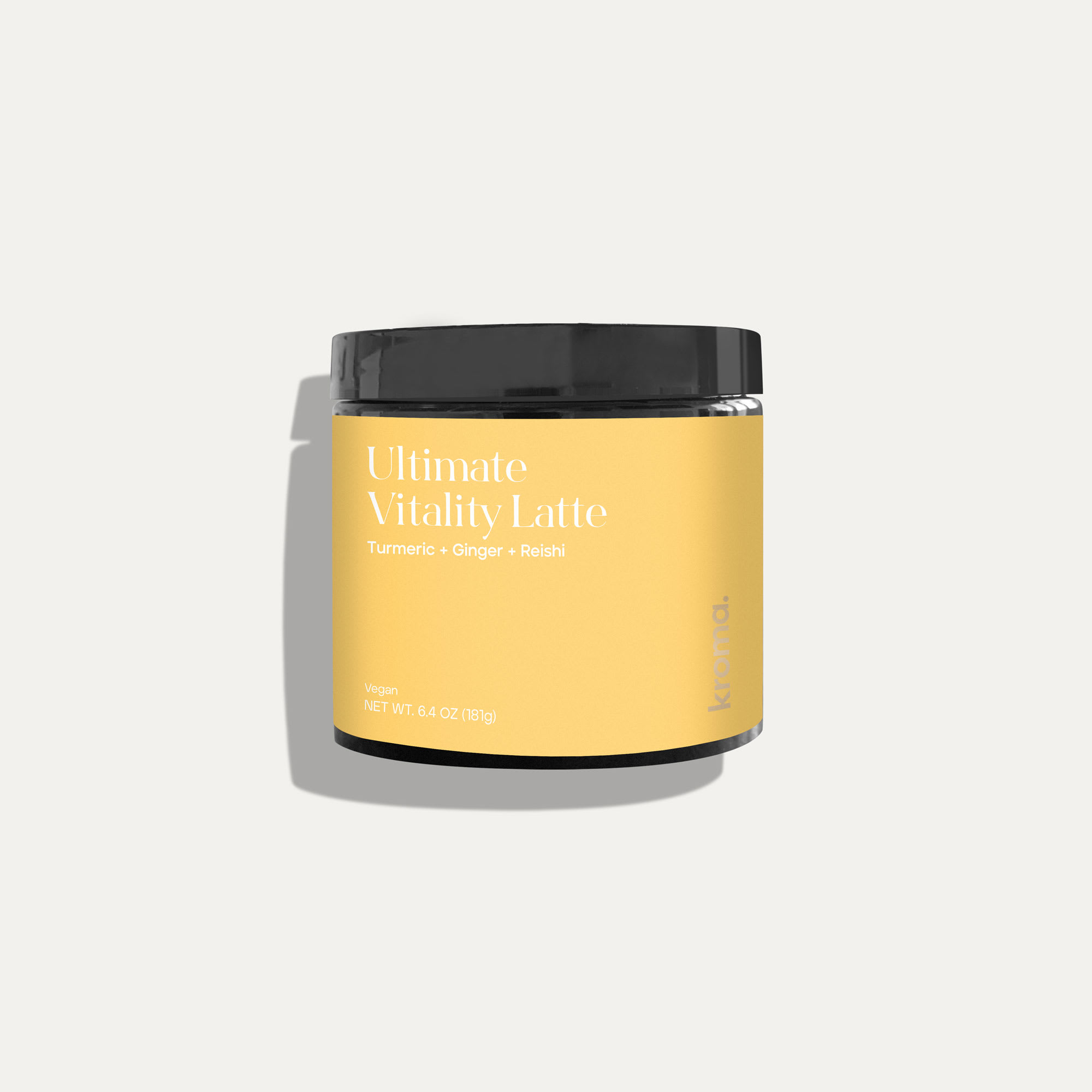 Pic has a jar of, an age-defying golden milk blend with turmeric, Reishi, and coconut .cream.