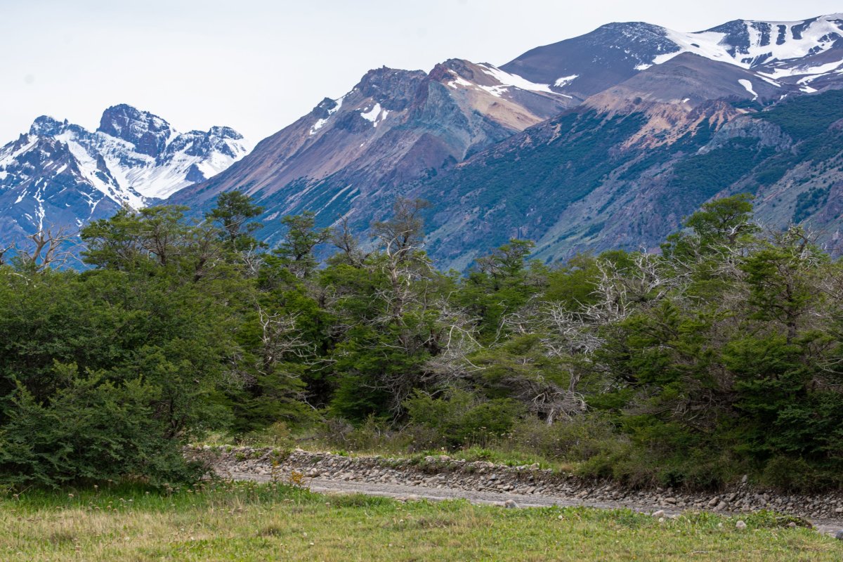View towards some distant colourful mountain