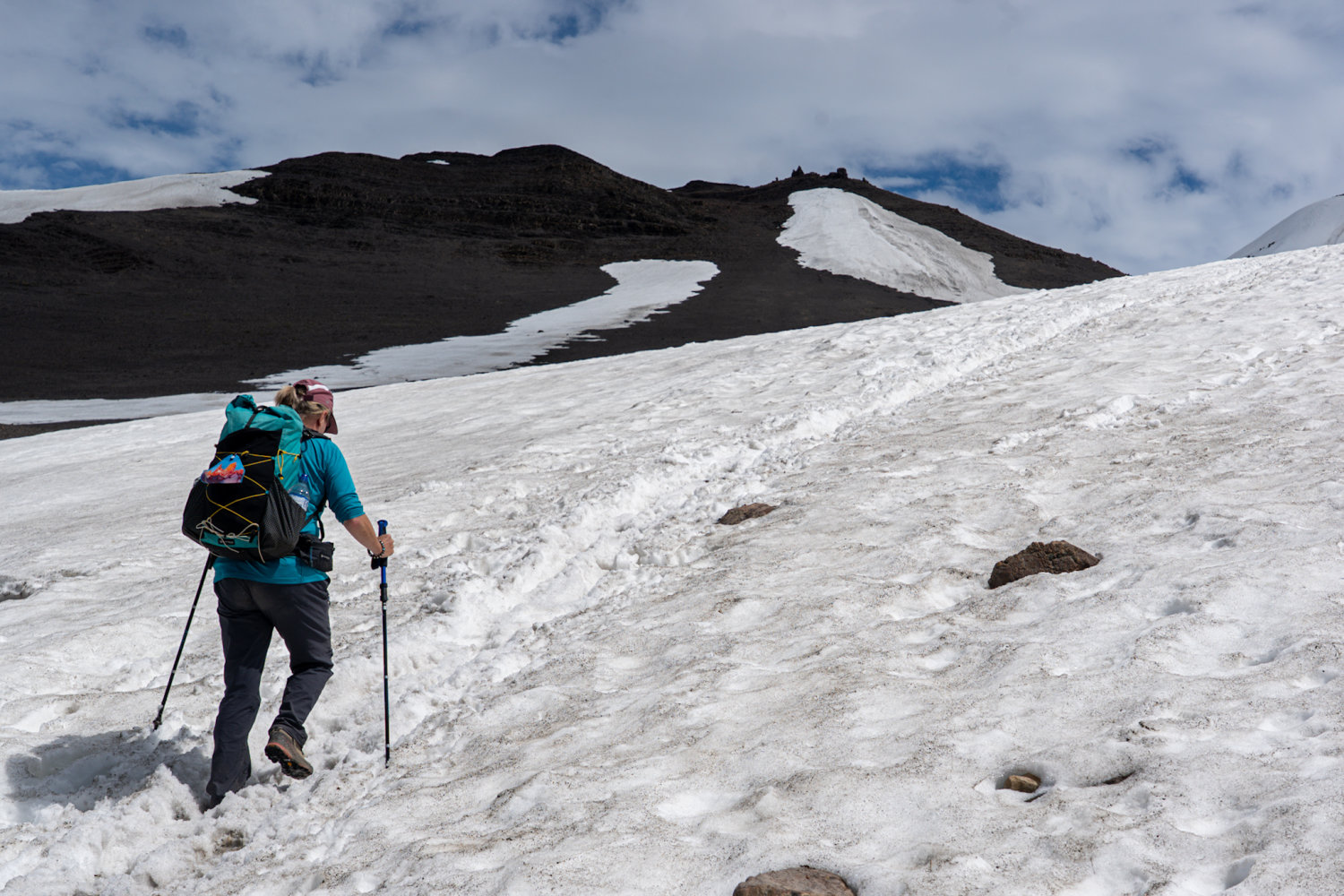 Ascending easy snow slopes