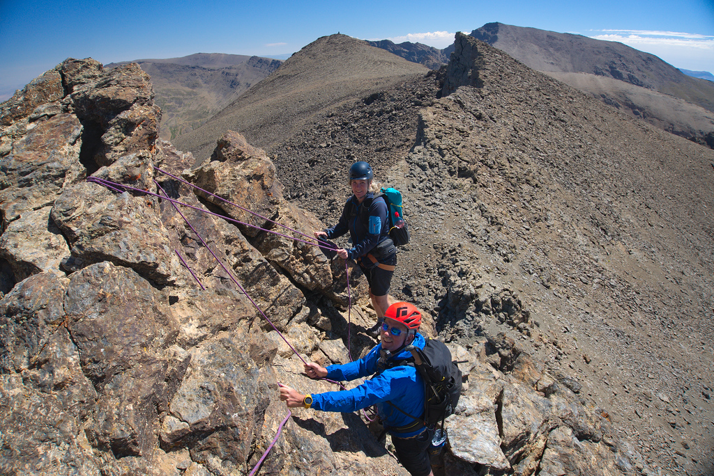 Scrambling Las Campanitas ridge