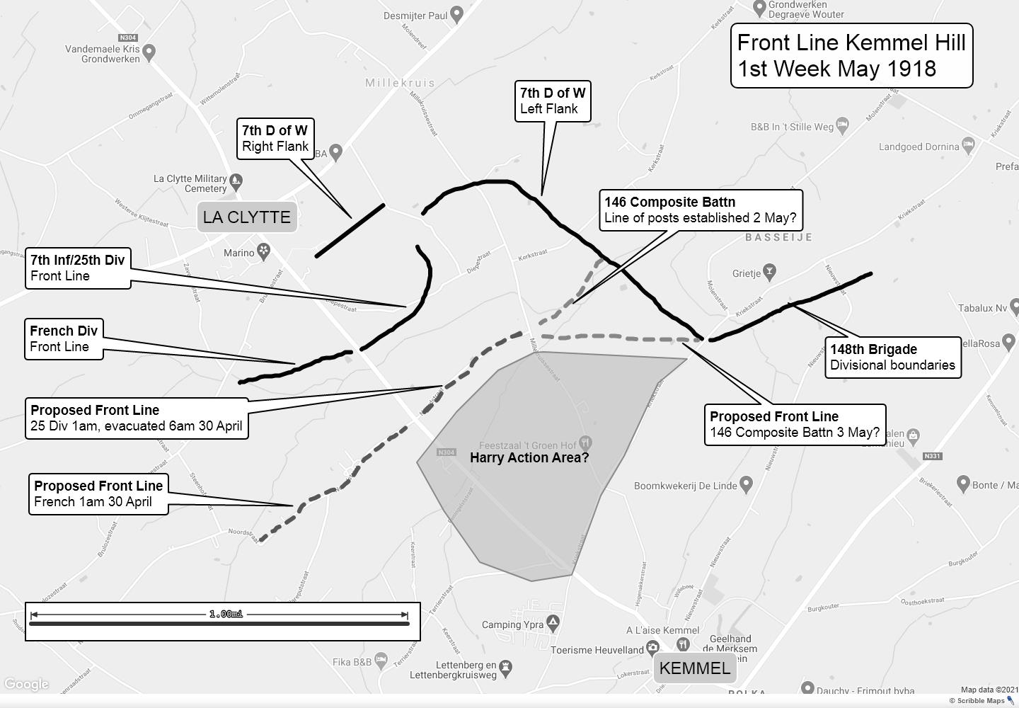 Front line Kemmel Hill 1st week May 1918