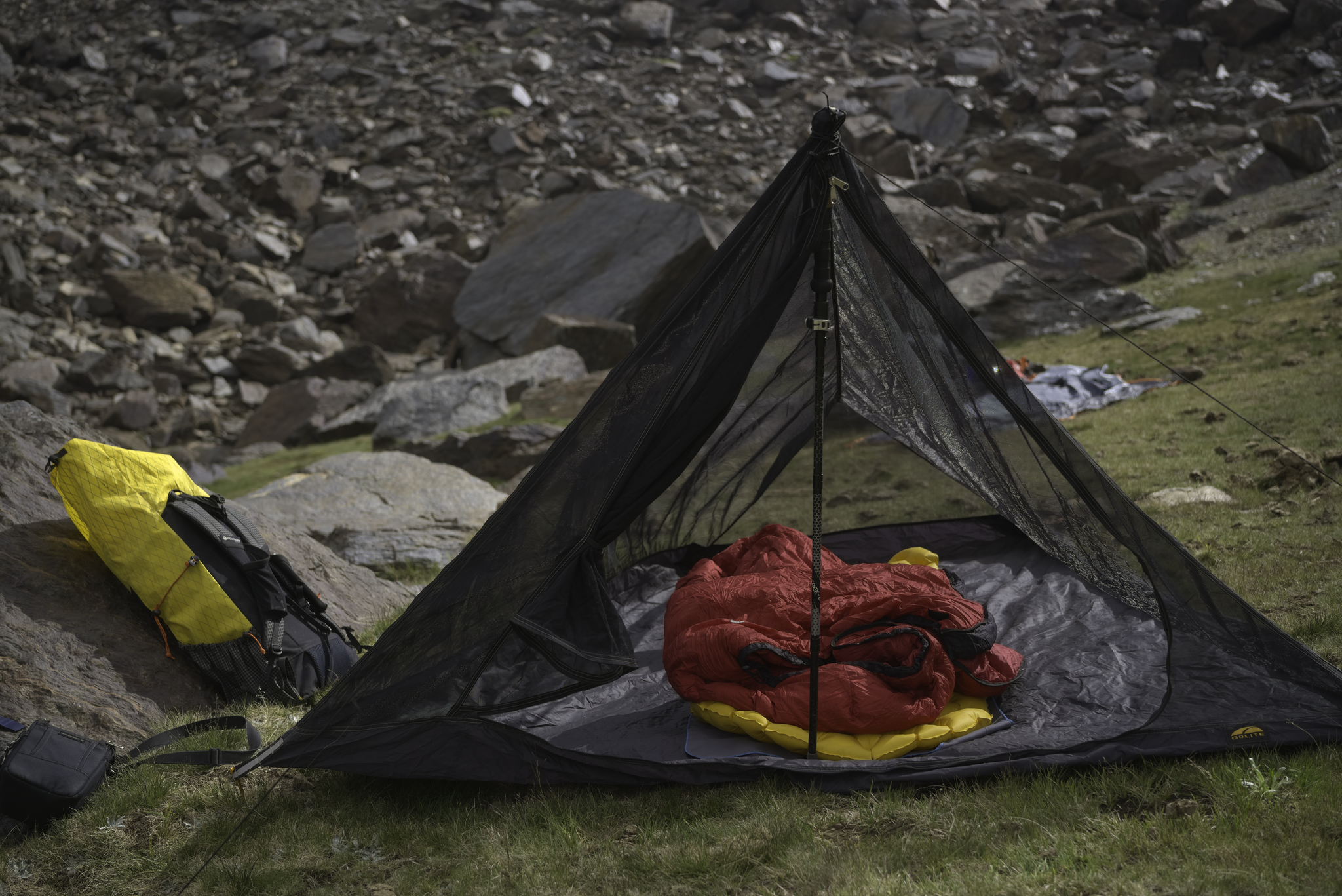 Campsite erected. Now where did the Don Simon go?