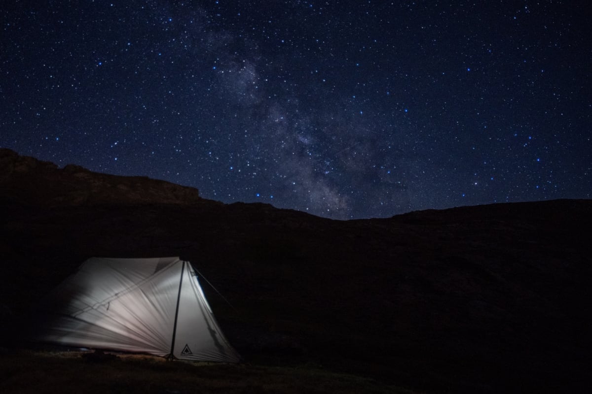 Stars and Milky Way out above the campsite