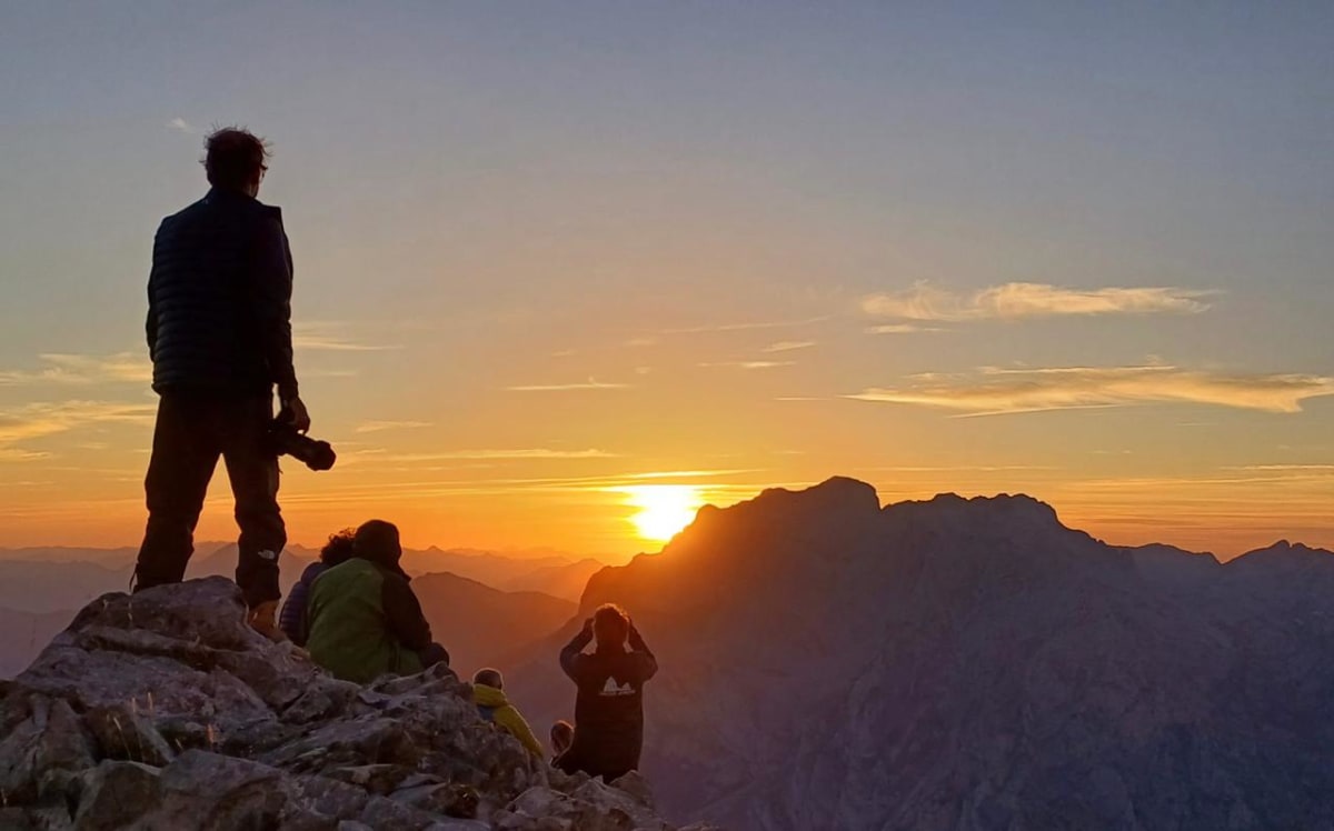Chris taking advantage of last light in the Picos de Europa