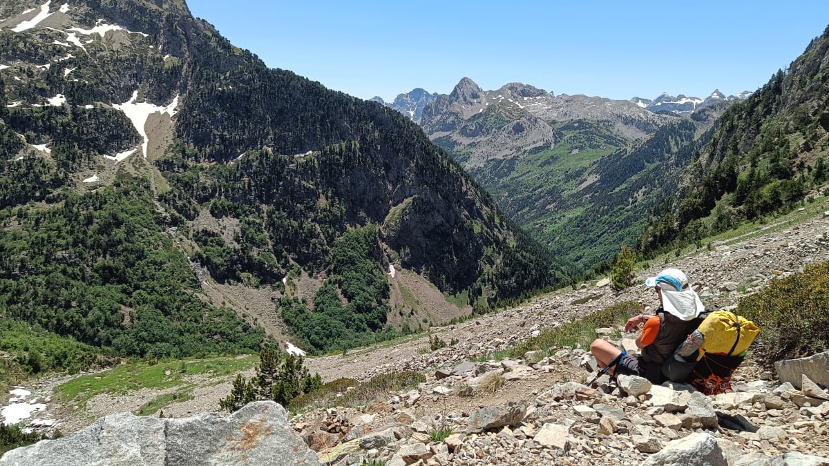 The steep open slopes up from the river