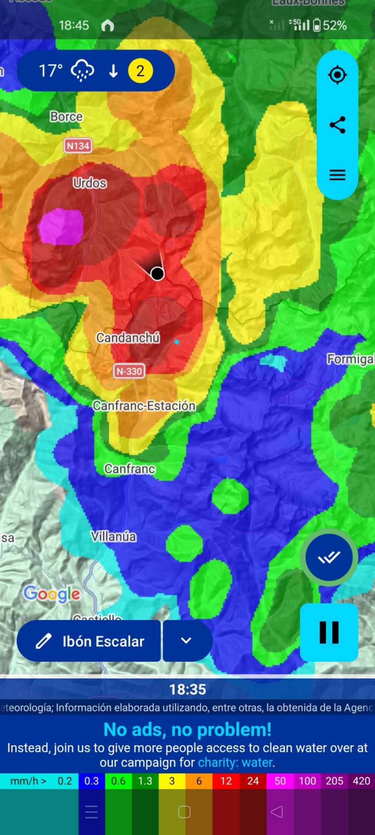Screenshot taken at the height of the storm. Guess where we are?