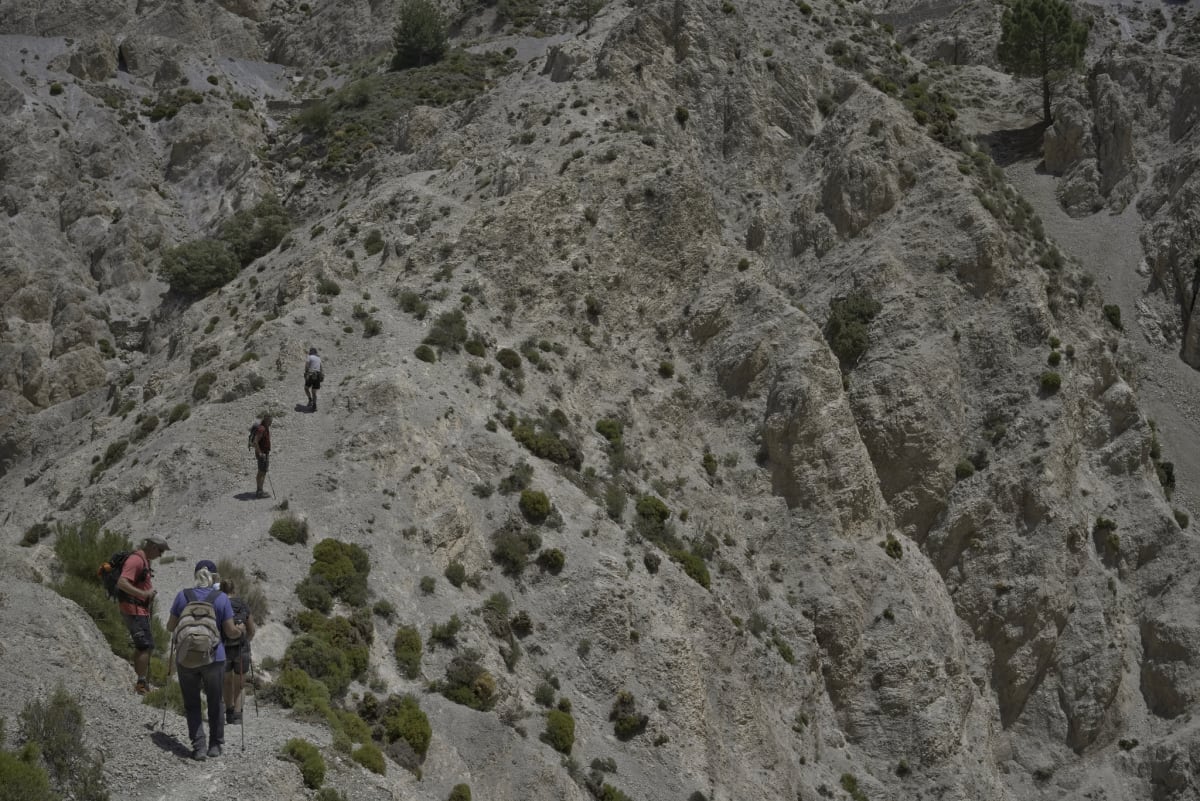 The final drop down and rise to the start of the proper descent