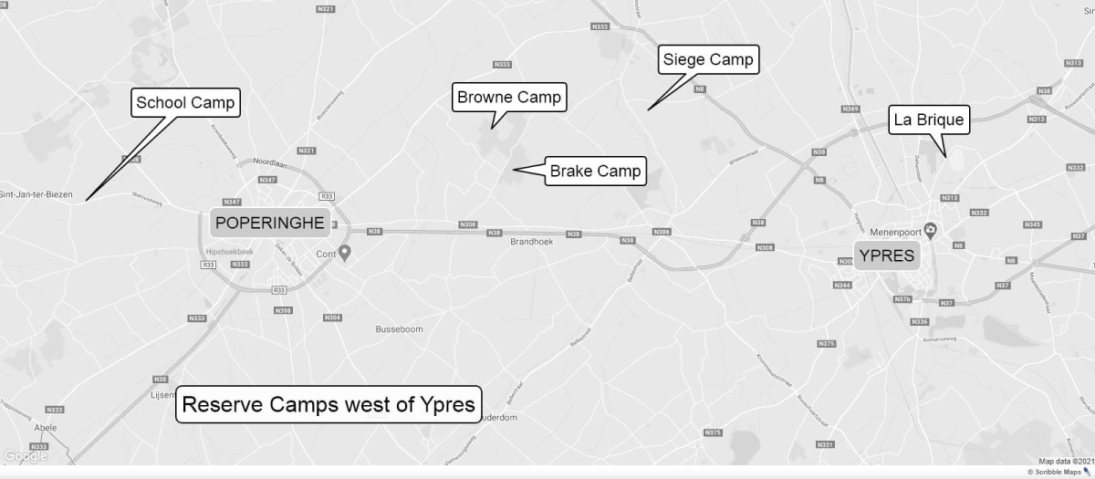 Reserve camps east of Ypres