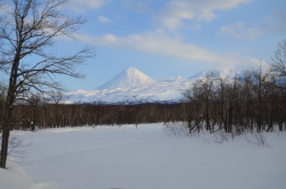 A glimpse of our volcano and realising for the first time it is as steep as it appears