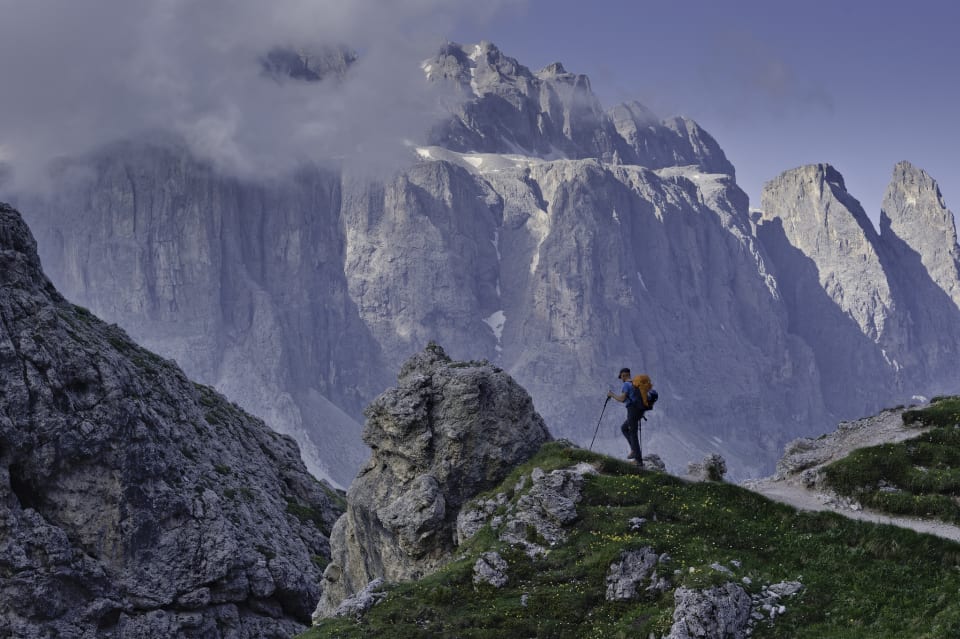 The ramparts guarding the Piz Boe range from near Forcella de Cir