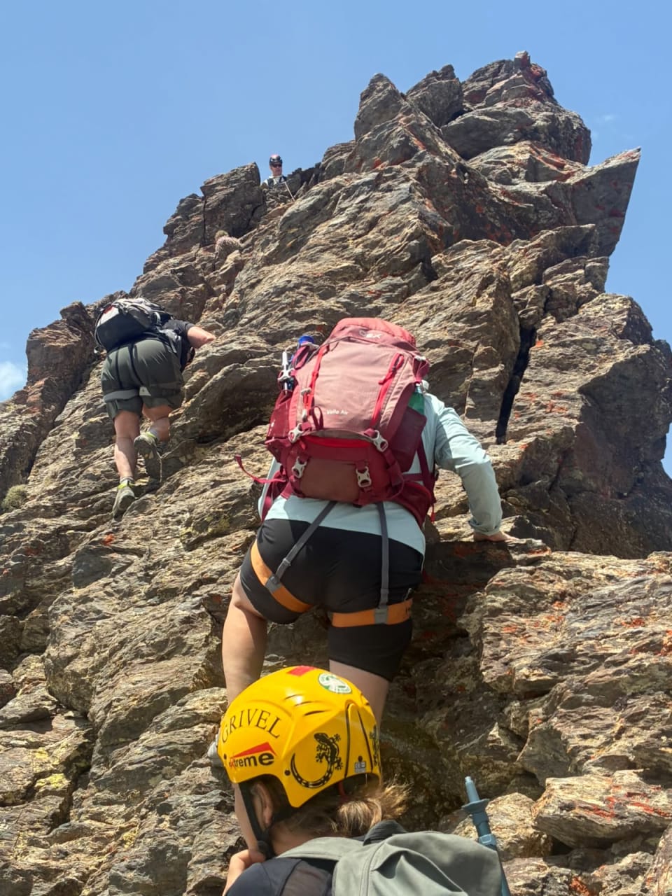 The group heading up Campanario