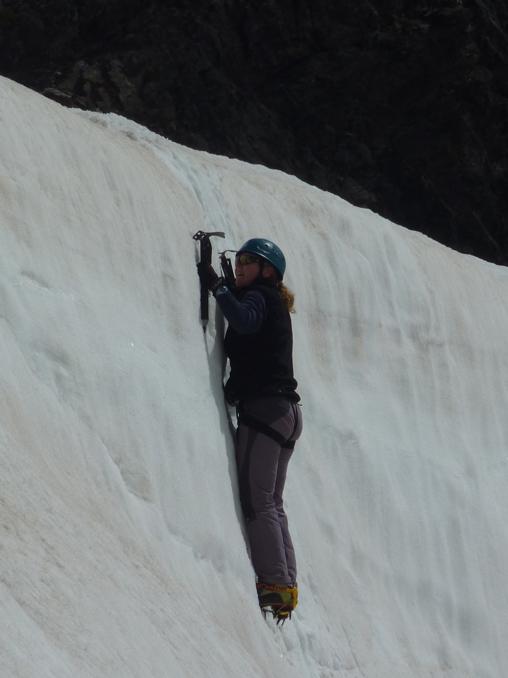 Snow climbing in June in the Sierra Nevada