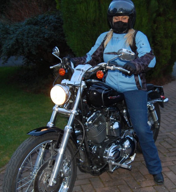 Jenny Belcher on her Harley Davidson