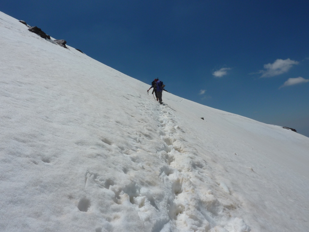 The steep and in places exposed slope up