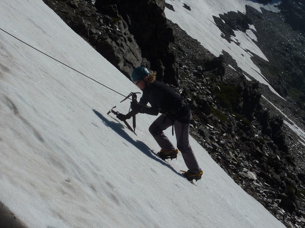 My first tentative steps at snow climbing