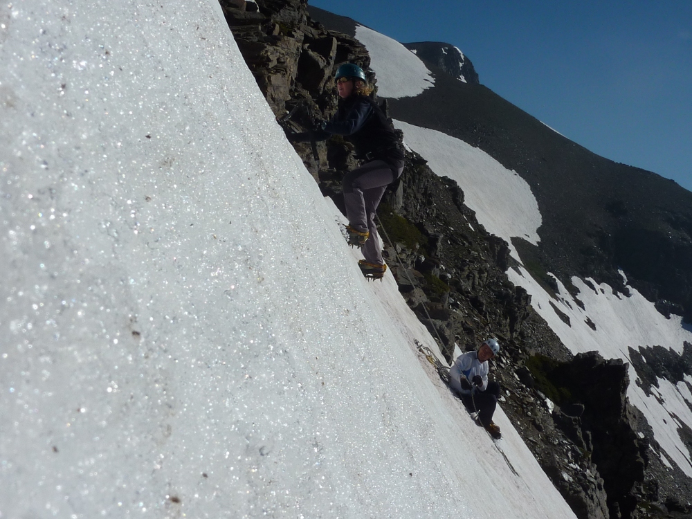 Cerro de Caballo in the back ground as Clive belays me