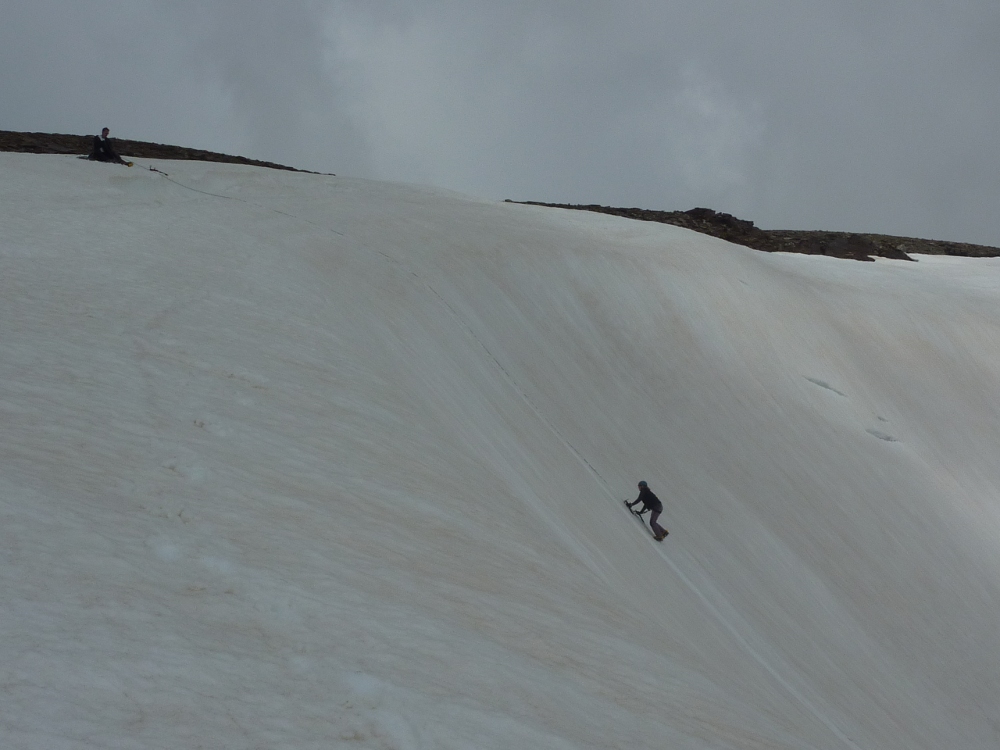 Luckily the cloud came in, its hard work doing this snow climbing