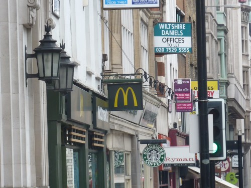 The McDonalds sign showing gold on black rather than the normal sign