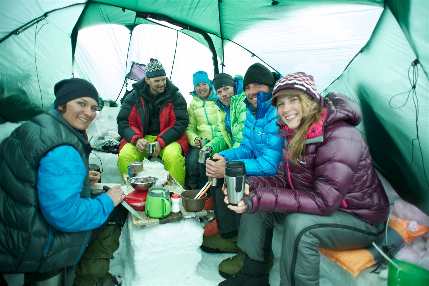 In the kitchen tent having dinner. Photo courtesy of Martin Hartley