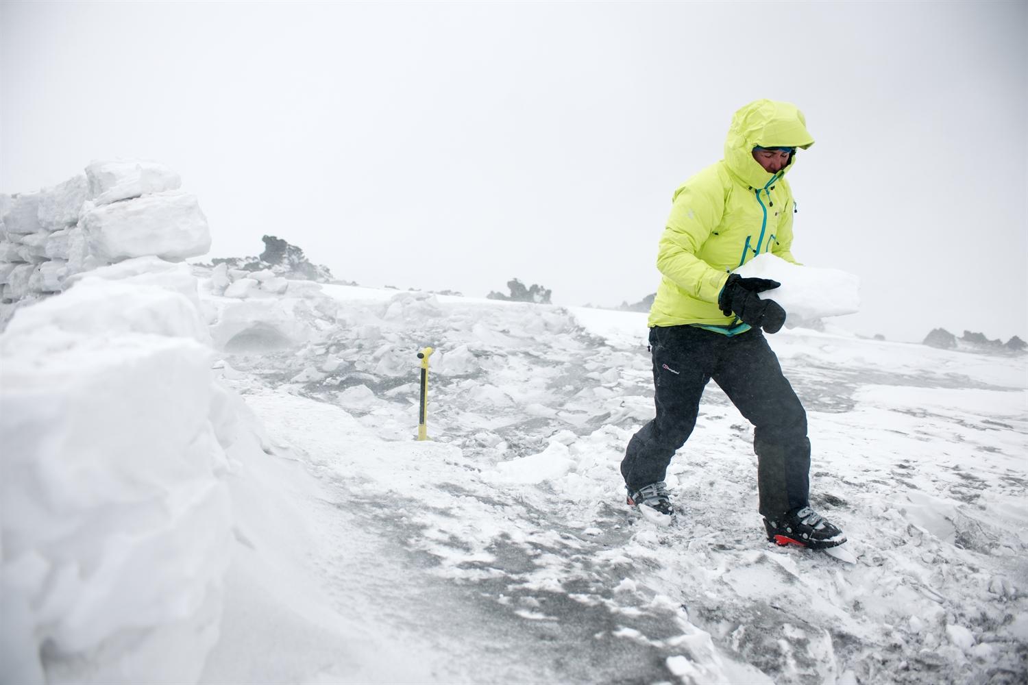 Trying to repair the snow all. Photo courtesy of Martin Hartley