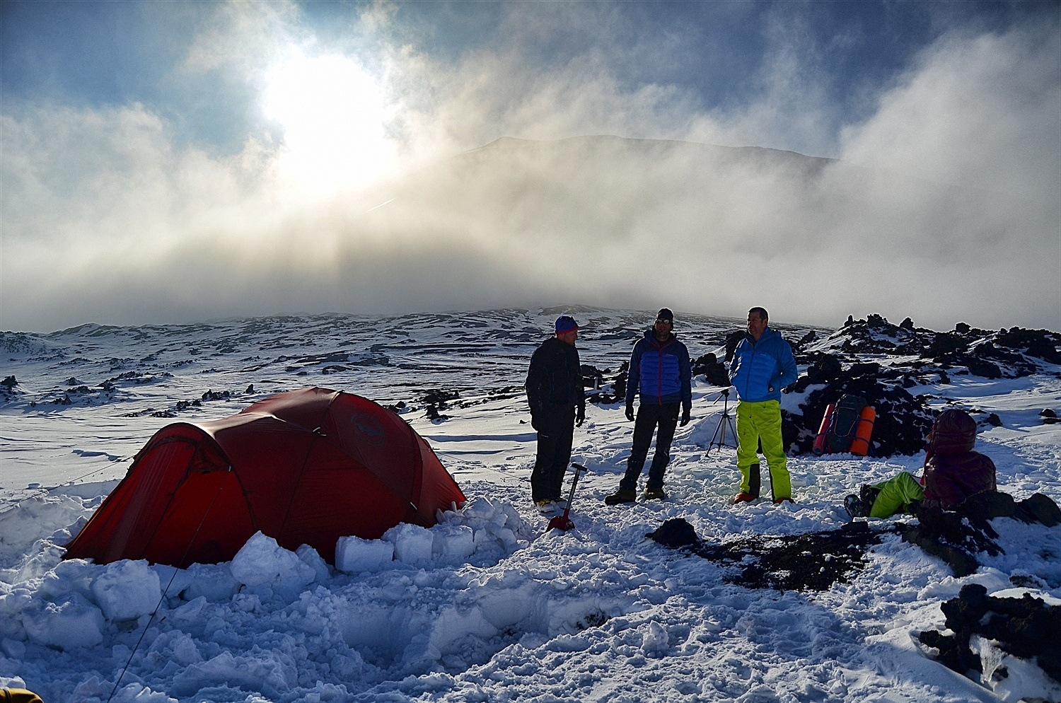 Base camp established, enjoying the views