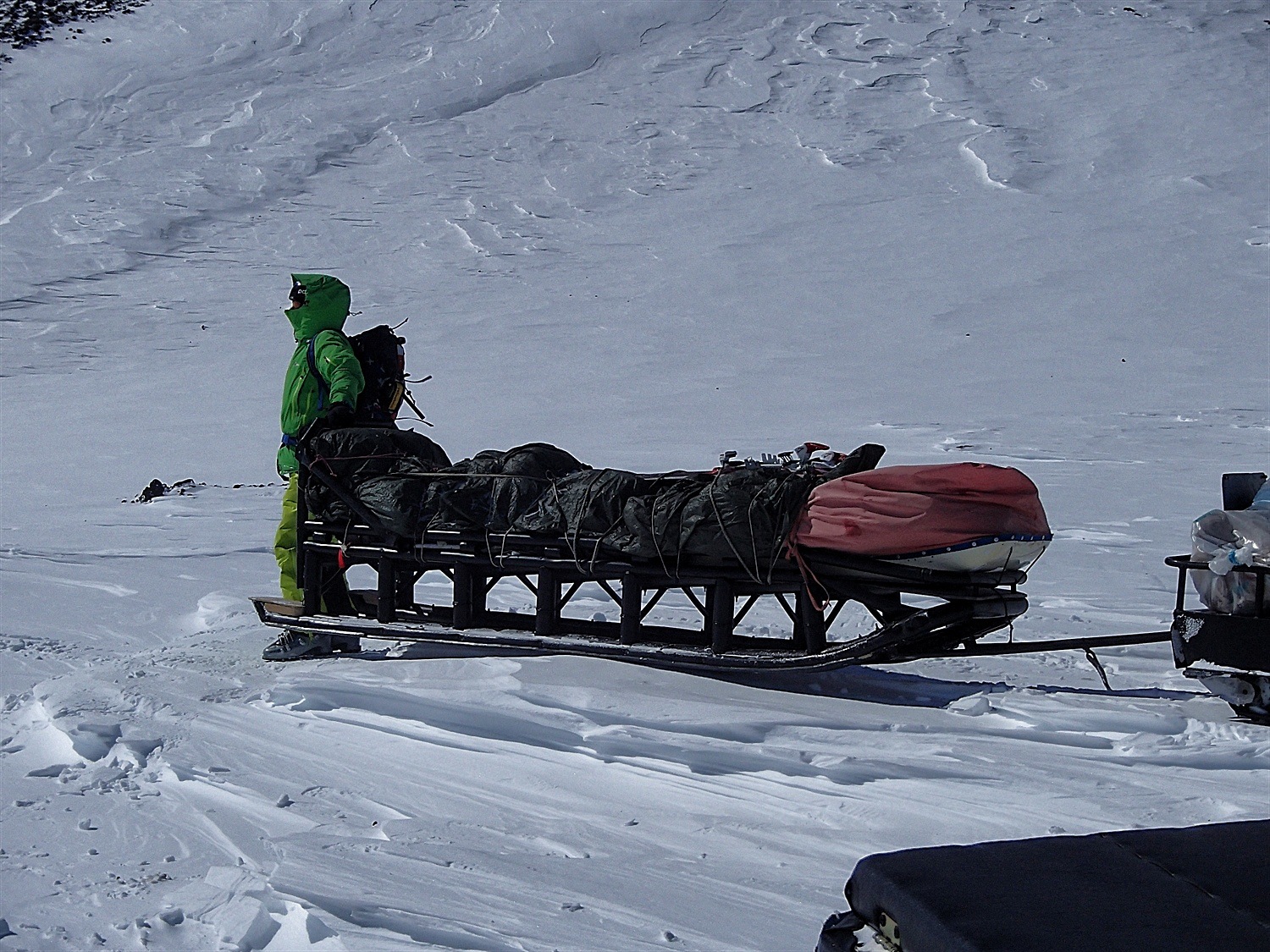 Richard waiting for another snowmobile to catch up