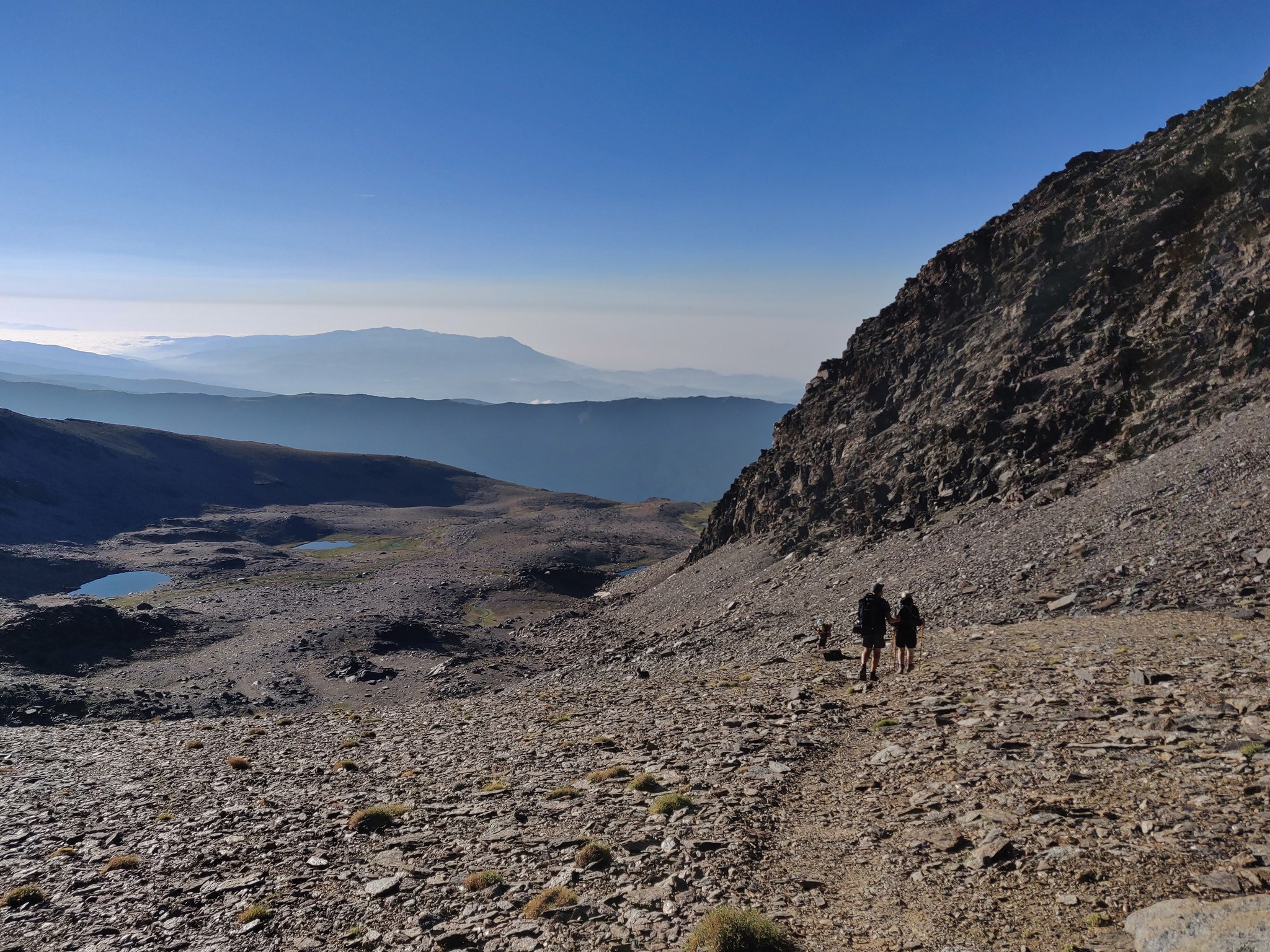 Heading down into Siete Lagunas. There was cloud on the Mediterranean sea over Almeria way