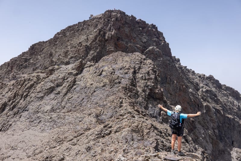 On the summit of Campanario looking towards the final walls leading to Veleta